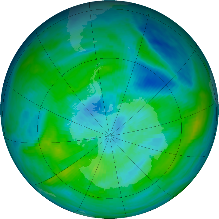 Antarctic ozone map for 21 March 1983
